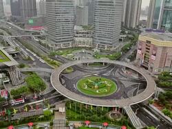 WS HA T/L View of Lujiazui Traffic Circle at night / Shanghai,  China Stock Footage