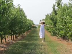 HD Young woman walking at garden Stock Footage