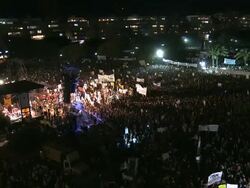 WS View of social justice mass rally / Tel Aviv, Israel Stock Footage