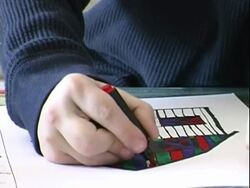 Young boy coloring book Stock Footage