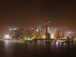 Best Skyline Shot of Shanghai ever- 24h Day to night to Day Zoom in and out, Pudong, Huangpu River, Oriental Pearl Tower, Jin Mao Tower, Shanghai International Finance Centre, Shanghai World Financial Center,  city lights, Shanghai, China Stock Footage