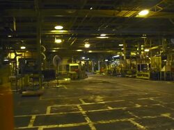Abandonded auto component factory Stock Footage