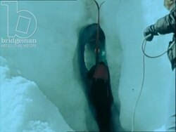 Even in the summer months, Norwegians go skiing in swimwear, 1970s Stock Footage