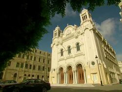  CU PAN Greek Orthodox Church of Alexandria / Alexandria, Egypt Stock Footage