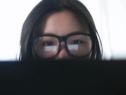 Business woman typing keyboard Stock Footage