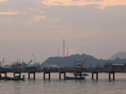Fishing boats at sunset Stock Footage