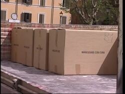 Removal vans transport pope's belongings to new home News Clip