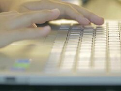 woman Typing at Keyboard Stock Footage