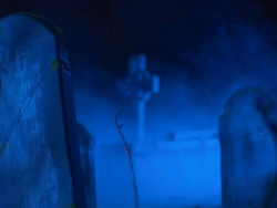 HD: Cemetery Tombstones Shrouded In Fog Stock Footage