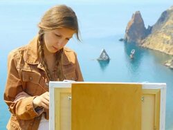 thoughtful artist draws Stock Footage