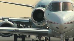 business jet Taxi - airplane following Stock Footage