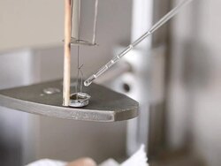 drop chemical sample on platinum pan in TGA Stock Footage