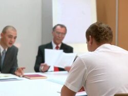 HD DOLLY: Business Interview Stock Footage