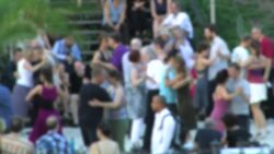 Dancing Tango Outdoors Stock Footage