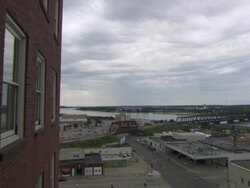 WS Shot of Rock Island Mississippi river & bridge / Rock Island, Minnesota, United States Stock Footage