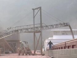MS Loading terminal for ships in quarry at river Saar / Taben-Rodt, Rhineland-Palatinate, Germany Stock Footage