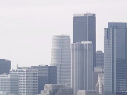 Zoomed pan of Los Angeles with heat distortion. Stock Footage