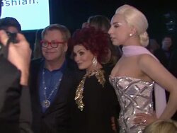 Lady Gaga, Elton John, Sharon Osbourne, and Neil Patrick Harris at the Elton John AIDS Foundation Presents 22nd Annual Academy Awards Viewing Party Sponsored By Chopard, Neuro Drinks And Wells Fargo Stock Footage