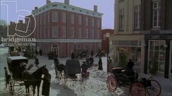 Scenes of a town centre in the winter, 1908 - reenactment Stock Footage