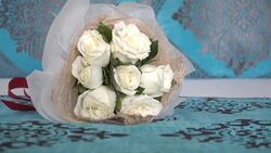 Bouquet flower on bed Stock Footage