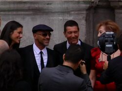 Domenico Dolce, Marika Pellegrini and Eros Rmazzotti at the Dolce & Gabbana  Stock Footage