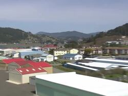 WS AERIAL ZI View of Gold Beach Bridge / United States Stock Footage