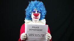 Sad Clown Getting Mugshot Taken Stock Footage