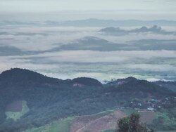 Mountain Village Misty Landscape Stock Footage