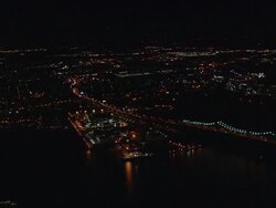 AERIAL WS Goethals Bridge illuminated at night / New York City, New York, USA Stock Footage