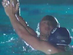 MS SLO MO View of waterpolo game / Riverside, California, United States Stock Footage