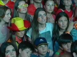 Madrid's Castellana erupts with Spanish penalty sh Stock Footage