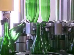 MS Champagne bottles on production line / Ayl, Rhineland-Palatinate, Germany Stock Footage