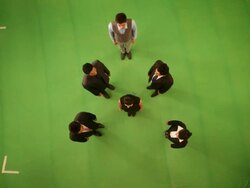 Business people forming alphabet A Stock Footage