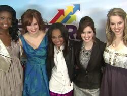 Debby Ryan, Coco Jones, China Anne McClain, Laura Marano and Bridgit Mendler at Disney Channel's Worldwide Kids Upfront 2012-13 on 03/13/2012 in New York  Stock Footage