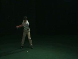 SLO MO WS Studio shot of golf player teeing off Stock Footage