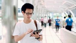 Man use tablet Stock Footage