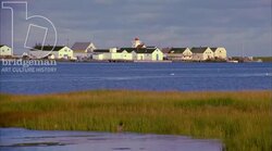Static shot of town by the sea Stock Footage