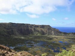 HD Video of Rano Kau Volcano, Easter Island, Chile Stock Footage