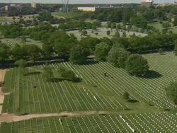 WS AERIAL View of Arlington Cemetery / Washington, Dist. of Columbia, United States Stock Footage