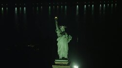 'WS AERIAL TU View of statue of liberty / New York City, United States' Stock Footage