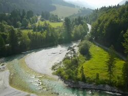 HD: Panoramic Shot Of A River Valley Stock Footage