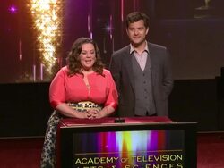 SPEECH: Melissa McCarthy and Joshua Jackson announce the nominees for the 63rd Primetime Emmy Awards (Footage by WireImage Video/Getty Images Entertainment Video) Stock Footage