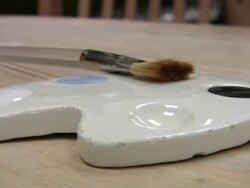 Art class. Painting, Hobbies, Imagination, Learning. Paint brush. Stock Footage