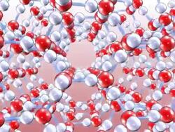 Ice lattice, pulse of red to show warmth, ice melts, more warmth and water evaporates Stock Footage