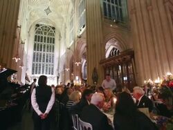 100 People Attend A Banquet In Bath Abbey Stock Footage