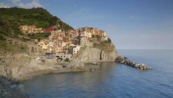 Italy, Liguria, Cinque Terre, Manarola, elevated view Stock Footage