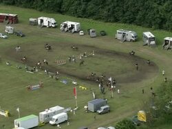 AERIAL Equestrian obstacle courses, Stade, Lower Saxony, Germany Stock Footage