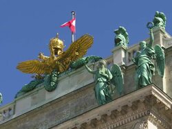 CU Coat of Arms of the Austrian Empire on Top of the Vienna Hofburg Palace  Stock Footage