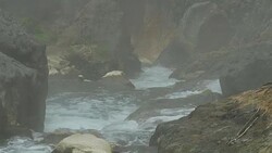 Hot Spring inside of Rinjani Volcano crater Stock Footage