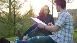 Young couple in the park Stock Footage